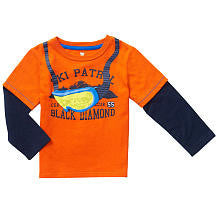 Koala Kids Boys' Orange/Navy Ski Patrol Faux Layered Long Sleeve Shirt - Toddler