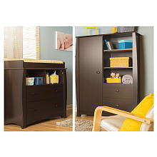 South Shore Beehive Changing Table with Removable Changing Station and Armoire with Drawers - Espresso