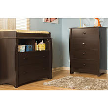 South Shore Beehive Changing Table with Removable Changing Station and 4-Drawer Chest - Espresso