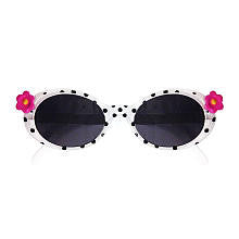 Koala Kids Girls Black/White Polka Dot with Pink Flower Detail Sunglasses