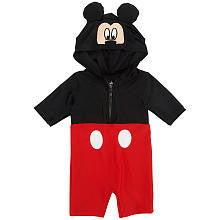 Disney Boys' Red/Black Mickey Mouse Hooded Rash Guard Romper