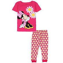 Disney Girls' 2 Piece Pink Minnie Mouse Daisy Pajama Set with Short Sleeve Top and Printed Pants