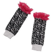 Babyrageous Girls Zebra Print Leg Warmers wit Pink Ruffle Detail