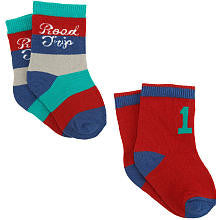 Koala Baby Boys' 2 Pack Red/Blue Road Trip 75 Socks