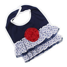 Koala Baby Boutique Girls Navy Ruffle Bib with Red Rosette