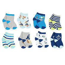 Koala Baby Boys' 8 Pack Blue/Gray Pirate Puppy Socks