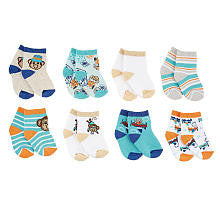 Koala Baby Boys' 8 Pack Teal/Taupe Jungle Travel Socks - Preemie