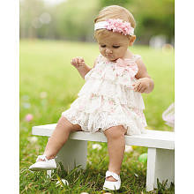 Koala Baby Boutique Girls Ivory Ruffle Sunsuit with Bow Detail