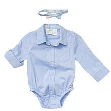 Koala Baby Boys' Blue Long Sleeve Button Down Bodysuit with Bow Tie