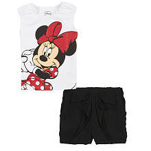 The Disney Girls' 2 Piece White/Black Minnie Mouse Playwear Set with Tank Top and Shorts