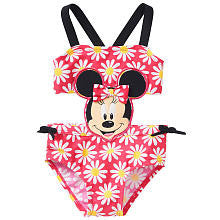 Disney Girls' Pink Floral Minnie Mouse Monokini Swimsuit - Toddler