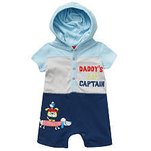 Koala Baby Boys' Blue/Gray Colorblocked Lil' Captain Hooded Romper