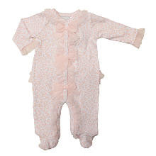 Koala Baby Boutique Girls Light Pink Leopard Print Ruffle Accent Front Pocket Footie