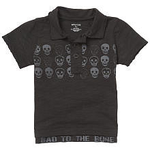 amy coe Boys' Brown Skull Short Sleeve Polo Top