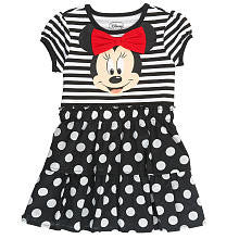 Disney Girls' Black/White Minnie Mouse Stripe/Dot Short Sleeve Dress - Toddler