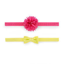 Carter's Girls 2 Pack Yellow Bow and Purple Rosette Headwraps- 0-6 Months