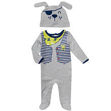 Koala Baby Boys' 2 Piece Gray/Navy Pirate Puppy Footie and Hat Layette Set