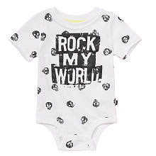 amy coe Boys' White Rock My World Short Sleeve Bodysuit