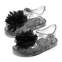 Koala Kids Girls Black Jelly Sandal with Flower Applique