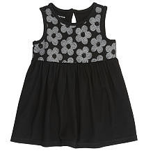 amy coe Girls' Black Tank Dress with Sequin Daisies