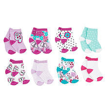 Koala Baby Girls' 8 Pack Purple/Aqua Butterfly Garden Socks - Preemie