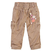 Koala Baby Girls' Khaki/Pink Embroidered Cargo Pants