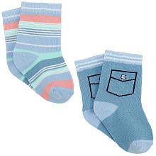 Koala Baby Boys' 2 Pack Light Blue Striped and Solid Socks