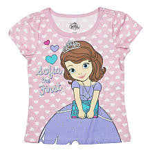 Disney Girls Pink Sofia the First Heart Print Short Sleeve T Shirt- Toddler