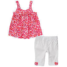 Koala Baby Girls' 2 Piece Pink/White Playwear Set with Floral Tank Top and Cuffed Pants