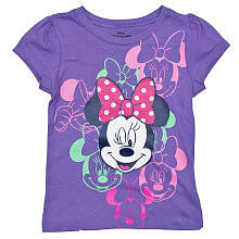 Disney Girls Purple Minnie Mouse Wink Short Sleeve T Shirt- Toddler