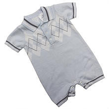 Koala Baby Boutique Boys Light Blue Argyle Print Polo Romper