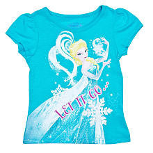 Disney Frozen Girls Blue Elsa "Let it Go" Short Sleeve T Shirt- Toddler