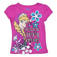 Disney Frozen Girls Pink "Follow Your Heart" Anna Short Sleeve T Shirt- Toddler