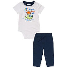 Koala Baby Boys' 2 Piece White/Navy Crabby Short Sleeve Bodysuit and Knit Pants Playwear Set