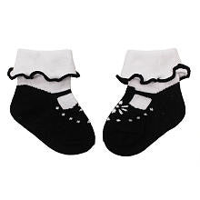 Babyrageous Girls Black/White Faux Mary Jane Socks