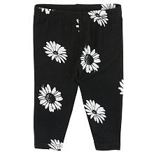 amy coe Girls' Black/White Daisy Print Leggings