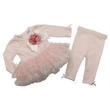 Koala Baby Boutique Girls 2 Piece Light Pink Ruffle Tutu Long Sleeve Top and Leggings Set