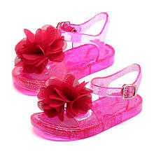 Koala Kids Girls Pink Jelly Sandal with Flower Applique