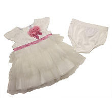 Koala Baby Boutique Girls Ivory Empire Waist Tiered Ruffle Dress with Diaper Cover Set