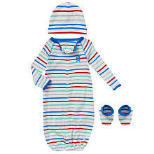 Koala Baby Boys' 3 Piece White/Blue Nautical Stripe Layette Set with Snap Front Gown, Booties and Hat