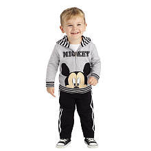 Disney Boys' 2 Piece Gray/Black Mickey Mouse Playwear Set with Full Zip Hoodie and Pants