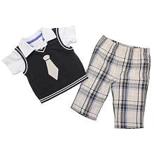 Koala Baby Boutique Boys 3 Piece White Polo, Grey Sweater Vest, and Plaid Pant Set