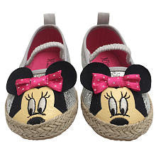 Disney Baby Girls Grey Minnie Mouse Hard Sole Espadrille