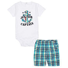 Koala Baby Boys' 2 Piece Short Sleeve Graphic Bodysuit and Plaid Shorts Playwear Set