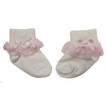 Koala Baby Boutique Girls White/Light Pink Socks with Bow Detail