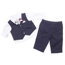 Koala Baby Boutique Boys 3 Piece White Button Down Shirt, Navy Vest and Navy Pant Set