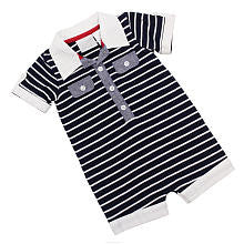 Koala Baby Boutique Boys Navy Striped Short Sleeve Polo Romper