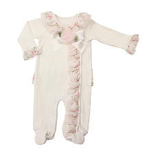 Koala Baby Boutique Girls Ivory Asymmetrical Rosette Accent Footie