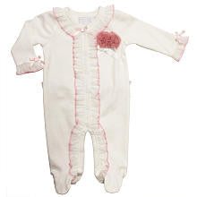 Koala Baby Boutique Girls Ivory Ruffle Accent Footie with Rosette Detail