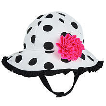 Koala Baby Girls' White/Black Polka Dot Flower Swim Bucket Hat